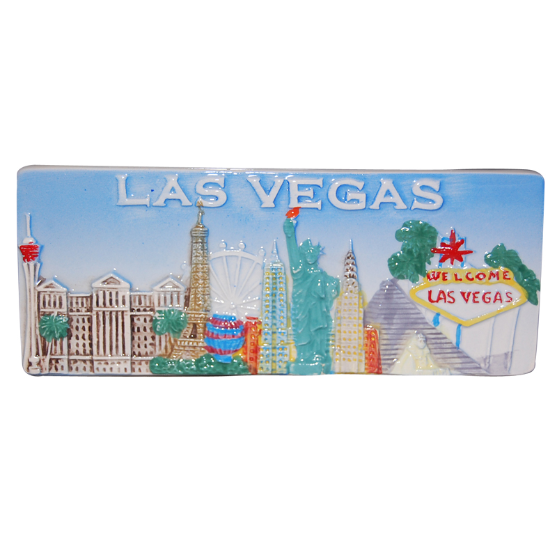 Las Vegas Skyline Embossed Ceramic Fridge Magnet