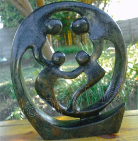 African Sculpture - Family of Four Circle, 11H Shona Stone