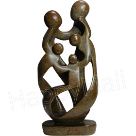 African Sculpture - Family of Five, 16H Shona Stone