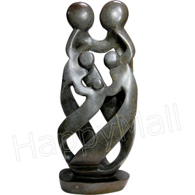African Sculpture - Family of Five, 18H Shona Stone
