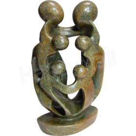 African Sculpture - Family Of Six, 9.5H Shona Stone
