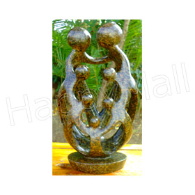 African Sculpture - Stone FAMILY 7 heads, 13H Shona Stone