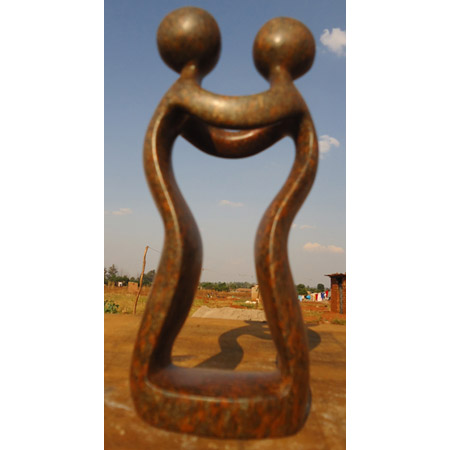 African Sculpture - Soulmate, 8H Shona Stone