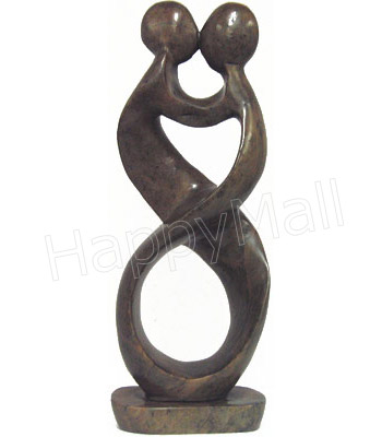 African Sculpture - Kissing Couple, 15H Shona Stone