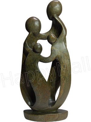 African Sculpture - Family of Four, 16H Shona Stone