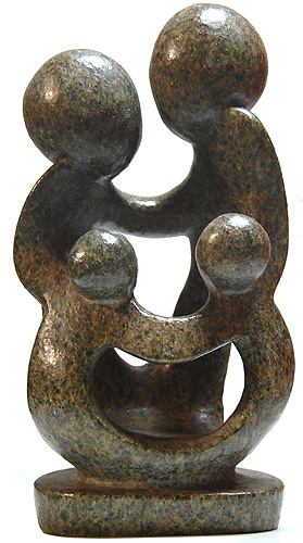African Sculpture - Family of Four, 7.25H Shona Stone