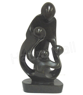 African Sculpture - Family Of Four, 8H Shona Stone