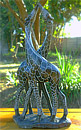 African Sculpture - Kissing Giraffes, 16H Shona Stone