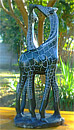 African Sculpture - Kissing Giraffes, 16H Shona Stone