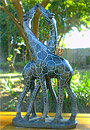 African Sculpture - Kissing Giraffes, 16H Shona Stone