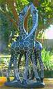 African Sculpture - Kissing Giraffes, 16H Shona Stone