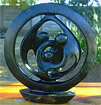 African Stone Sculpture - Family of Four Inscribed Cirlce, 12H