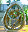 African Stone Sculpture - Family of four in a Cave, 12H