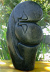 African Sculpture - Kissing Lovers, 12H Golden Serpentine Stone