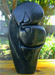 African Sculpture - Kissing Lovers, 11H Golden Serpentine Stone