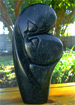 African Sculpture - Kissing Lovers, 12H Golden Serpentine Stone