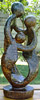 African Sculpture - Stone Family 3 heads, 11H Shona Stone