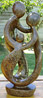 African Sculpture - Stone Family 3 heads, 11H Shona Stone
