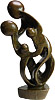 African Sculpture - Family of Four, 12H Shona Stone