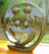 African Stone Sculpture - Family of Four Circle, 12H