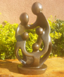 Family of 5 Heads, Stone Sculpture 9H