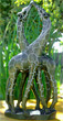 African Sculpture - Kissing Giraffes, 12H Shona Stone