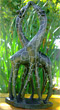 African Sculpture - Kissing Giraffes, 12H Shona Stone