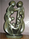 African Sculpture - Stone Family 8 heads, 15H Shona Stone