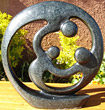 Hand-carved Shona Stone - Family of 3 Circle Statue, 11H