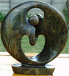 African Sculpture - Dancing Couple, 8H Shona Stone