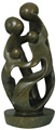 African Sculpture - Family of Four, 16H Shona Stone