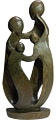 African Sculpture - Family of Four, 16H Shona Stone