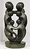 African Sculpture - Family Of Six, 10H Shona Stone