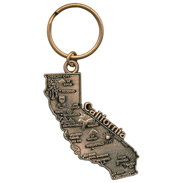 California State Map Metal Key Chain