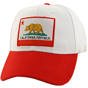 California Republic Bear Flag Baseball Cap, White
