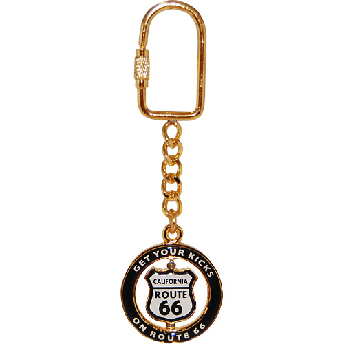 Route 66 Shield Spin Key Chain - Gold