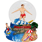 California Souvenir - Beach Surfer Musical Snow Globe, 5.5H