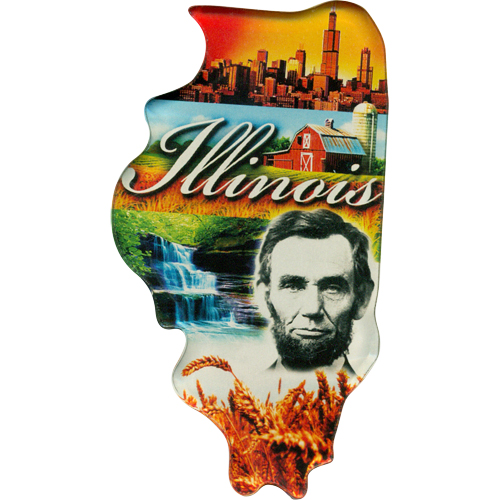 Illinois Scenes State Map - Large Acrylic Magnet