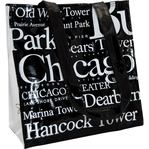 Chicago City B/W Letter Tote Bag, Small