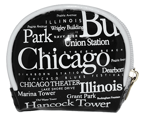 Chicago Souvenir Letter Coin Bag - Black