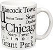 Chicago White Coffee Mug with Black Letters