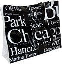 Chicago City B/W Letter Tote Bag, Large