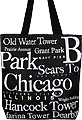 Chicago Souvenir Letter Canvas Tote Bag, 14.5H