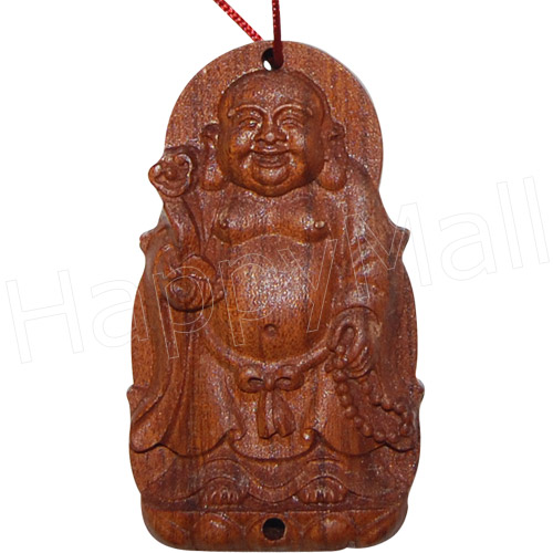 Standing Happy Buddha Wooden Charm Pendant, photo-3