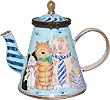 Cats In Ties Hinged Miniature Teapot
