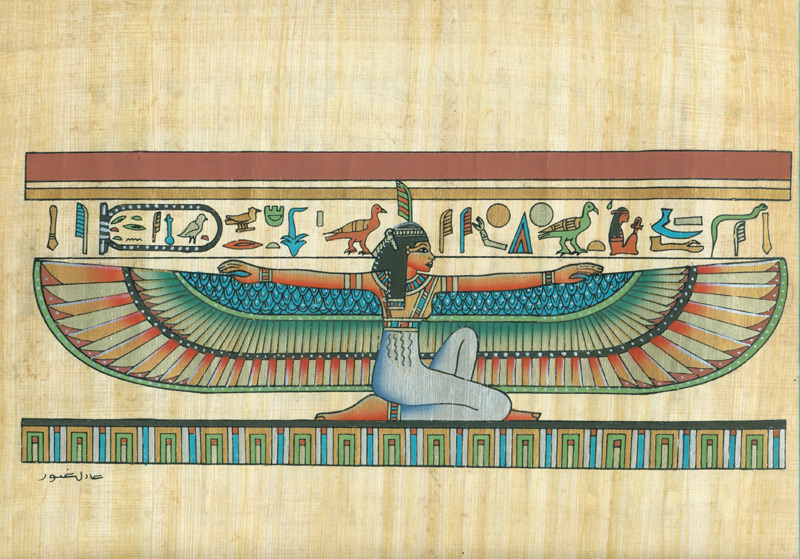 Isis, Goddess of Kingship, 9x12 Papyrus Painting