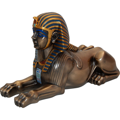 Egyptian Sphinx Figurine, 9.5L - Bronze