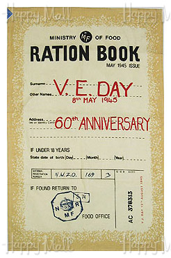 V.E. Day, Ration Book 60th Anniversary, Tea Towel