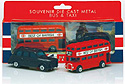 Die-Cast London DD Bus & Black Taxi Set