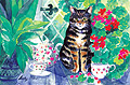Conservatory Cat - Linen Tea Towel